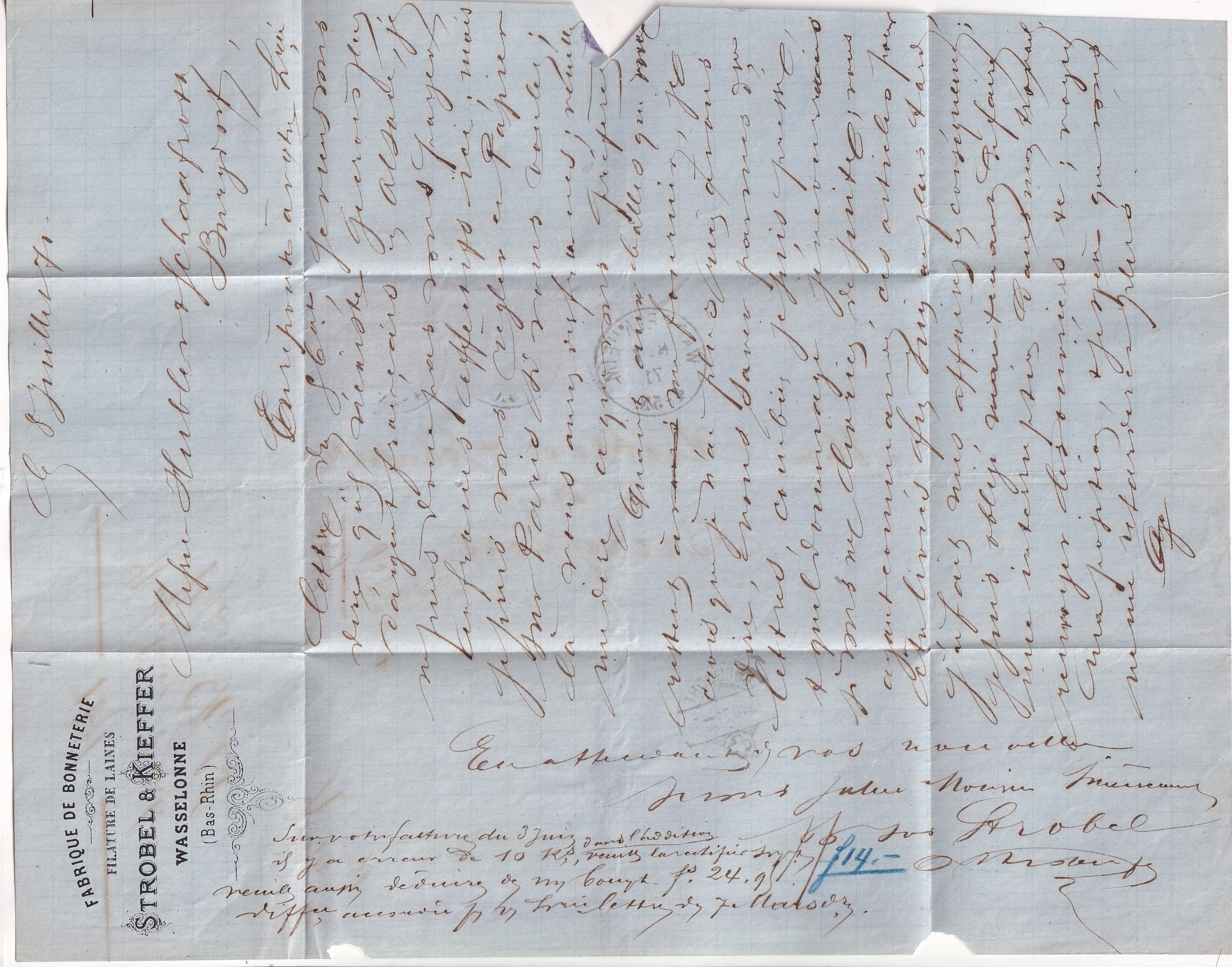 3 ALSACE LORRAINE N°5 X3 WASSELNHEIM WASSELONNE BAS RHIN POUR BURGDORF SUISSE 8 SEPT 1871