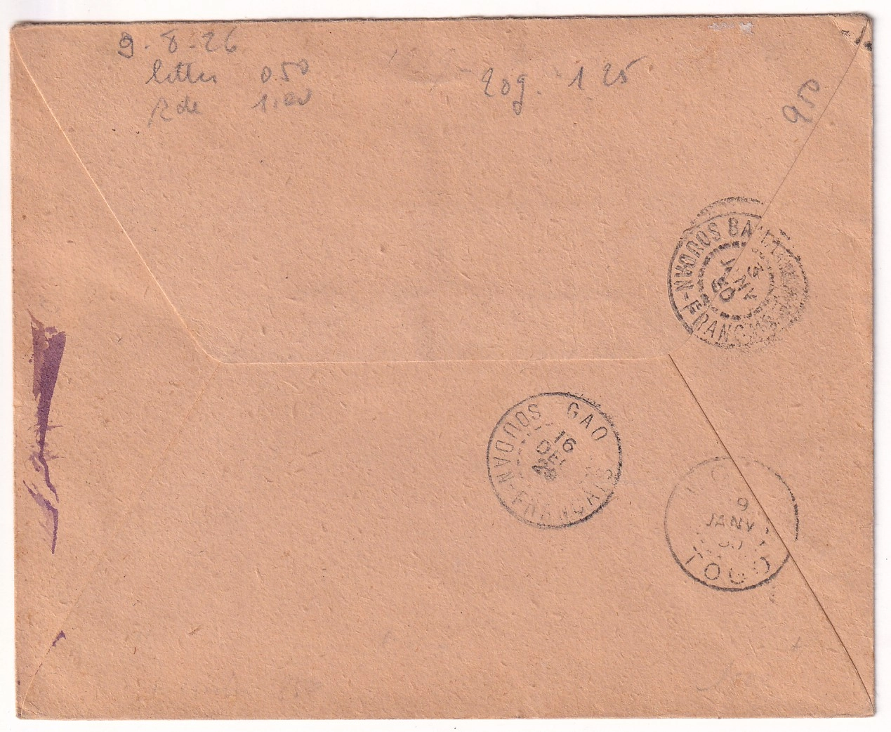 1 N°232 ORPHELINS DE GUERRE RECOMMANDE AVION QUIMPER FINISTERE POUR LOME DAHOMEY