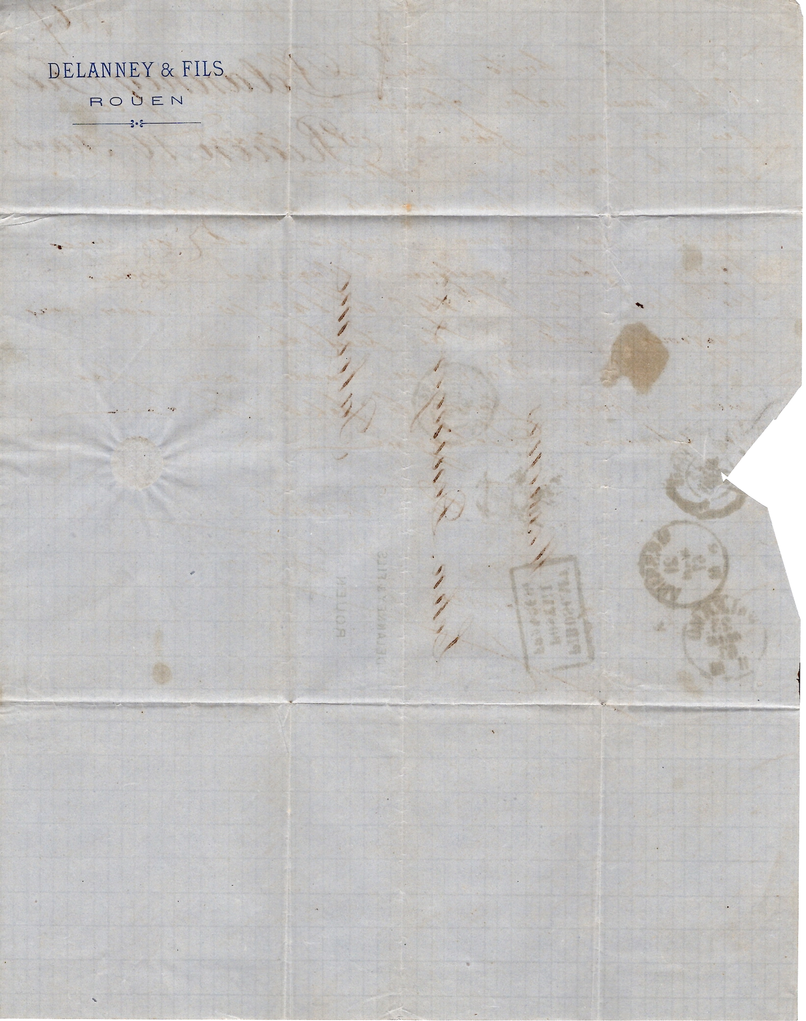 2 N° 22X2 GC 3219 ROUEN 1867 LETTRE POUR PALERME + PIROSCAFI POSTALI FRANCESI