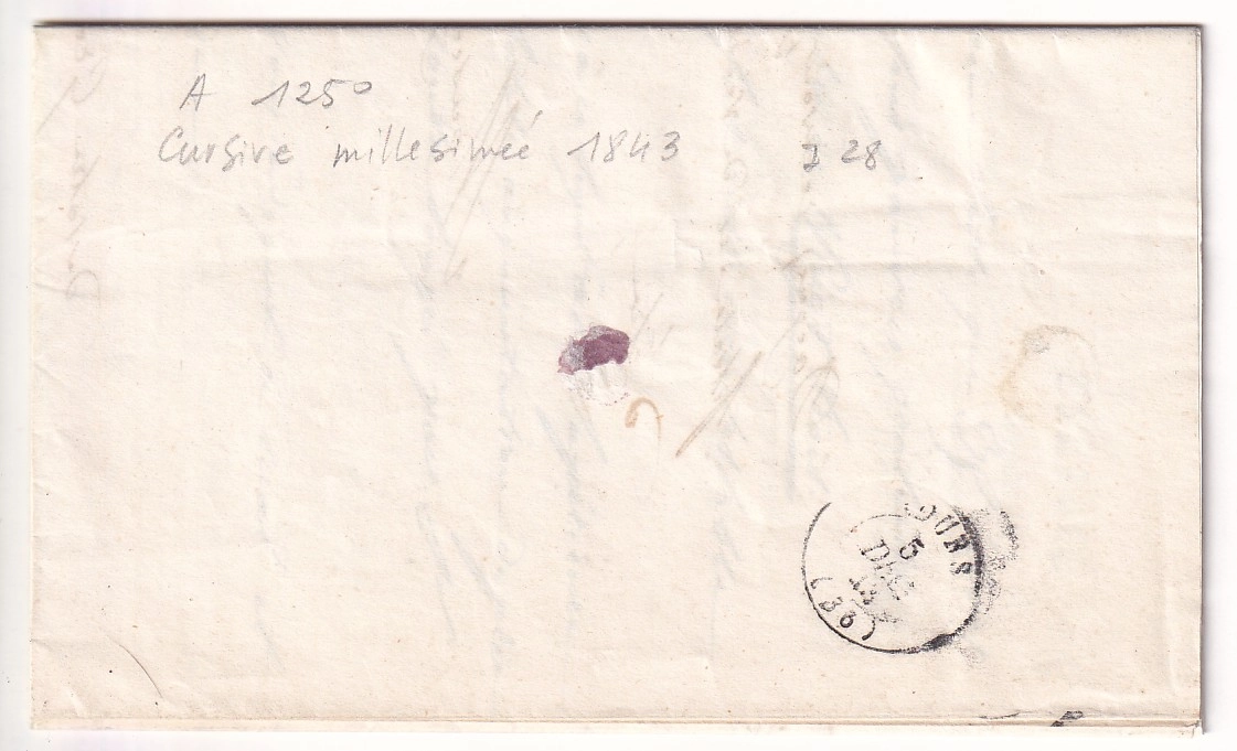 1 CURSIVE 36 LA CHAPELLE SUR LOIRE + 1843 INDRE ET LOIRE POUR TOURS