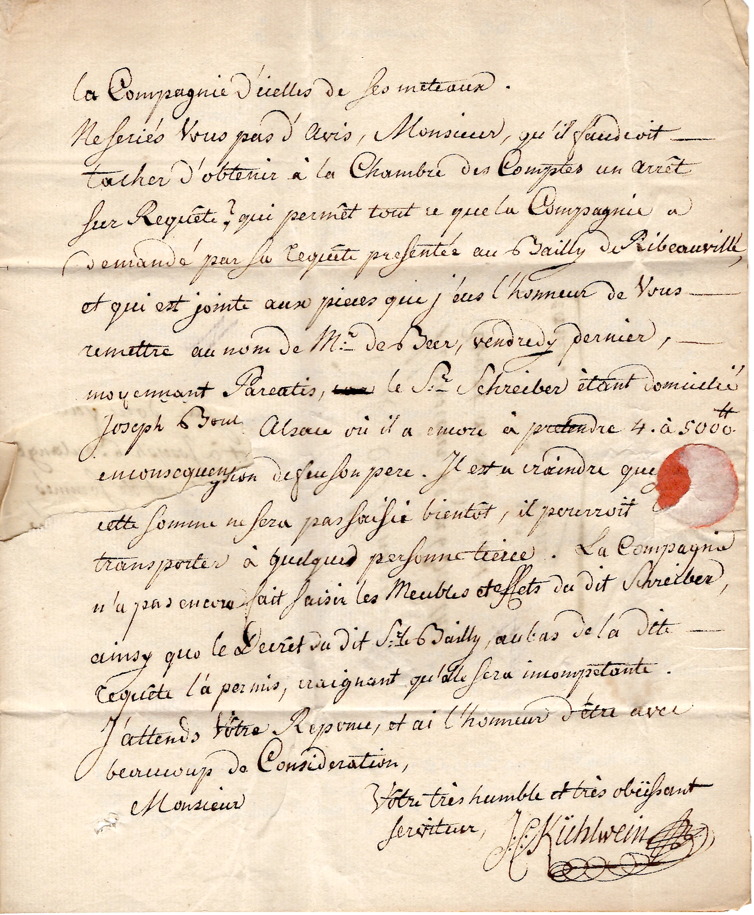 4 HAUT RHIN MARQUE STE MARIE LETTRE ECRITE RIBEAUVILLE 1779 POUR NANCY + FRANCHE COTE 600€