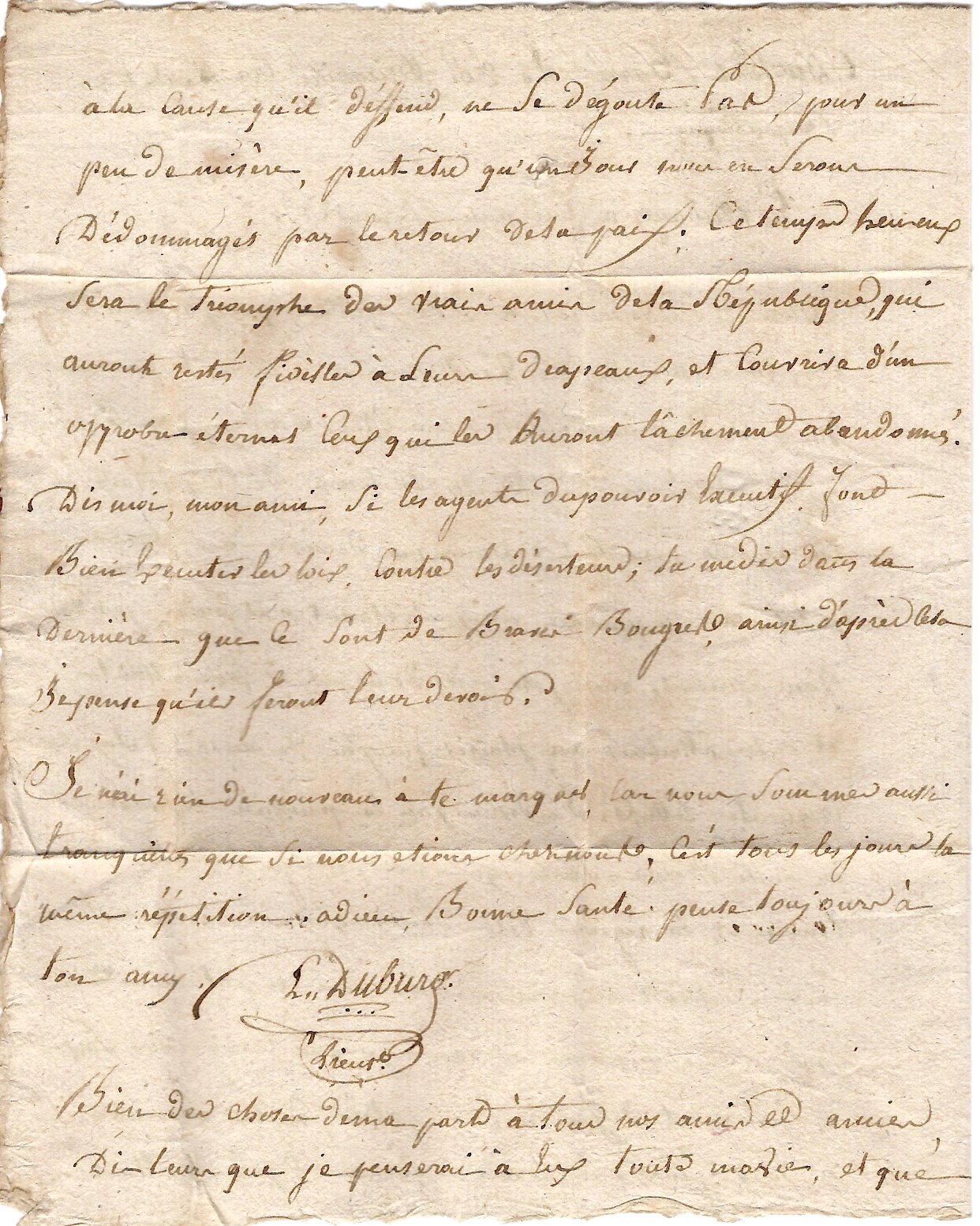 3 CHARENTE INFERIEURE MARQUE DEB. SOUBISE 1795 LETTRE FRAPPE FAIBLE COTE 2250€