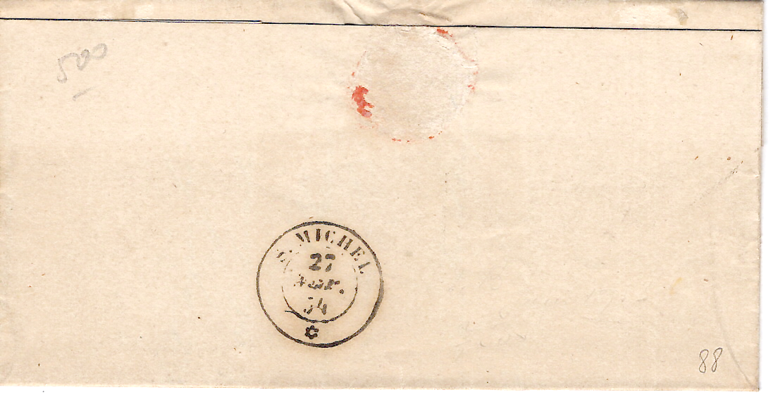 1 SARDE N° 8 BELLES MARGES PETIT BDF LETTRE LANSLEBOURG 26 SEPT 1854