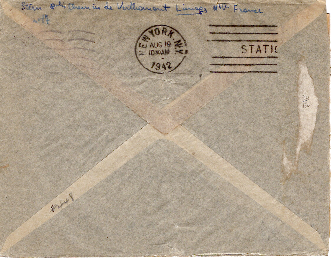 1 PETAIN 4FR GRAVE BANDE DE 4 LETTRE AVION LIMOGES 1942 POUR USA  + CENSURE AU TARIF