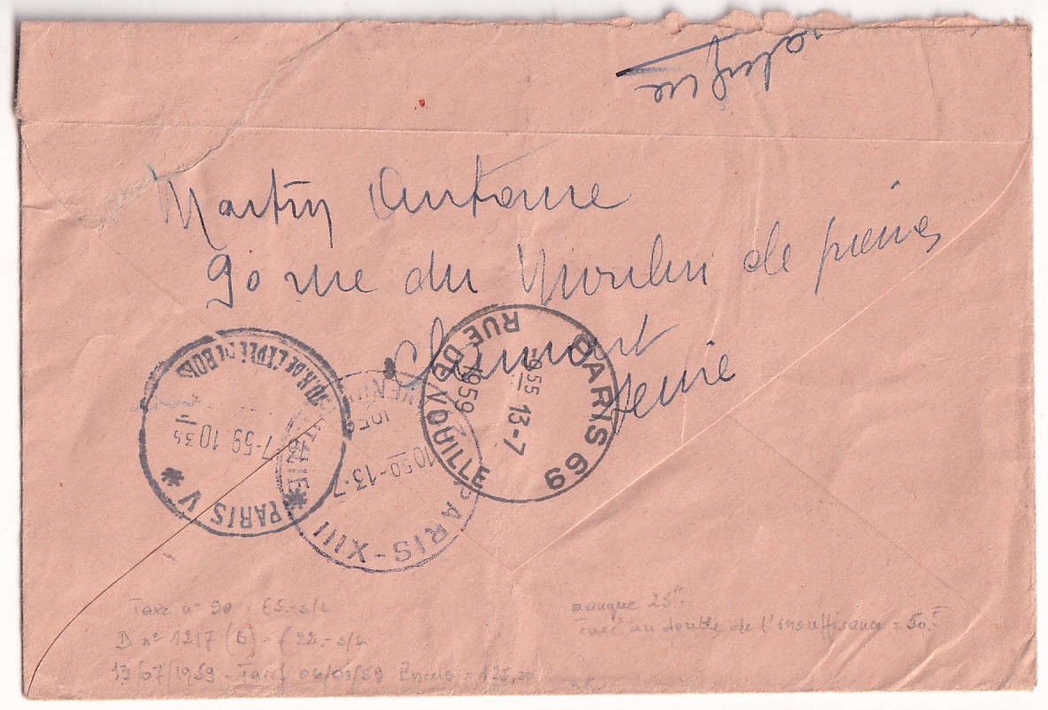 1 N°1194 SUR PNEUMATIQUE TAXE GERBE 50 TIMBRE TAXE PARIS 1959