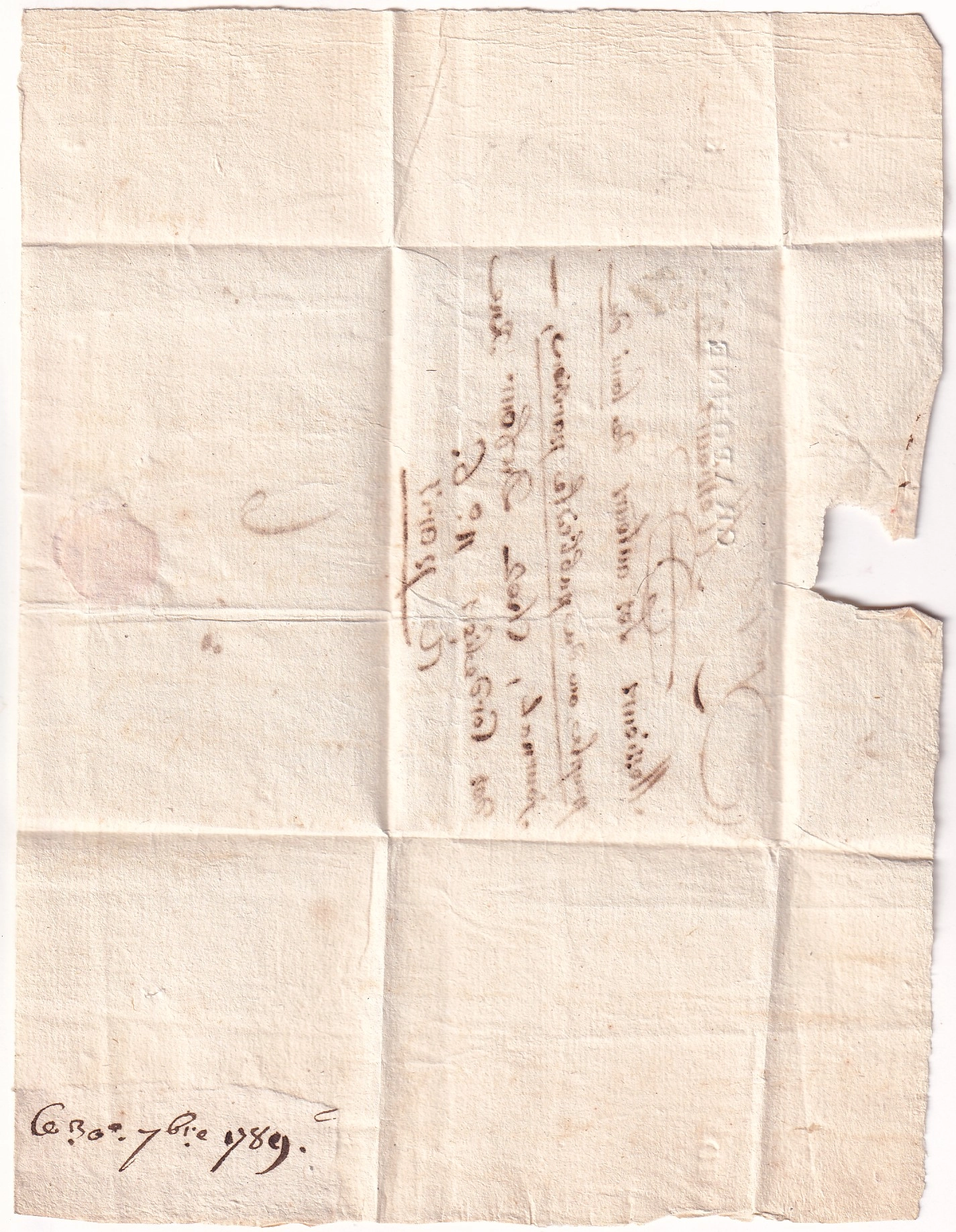 2 MARQUE CRAPONNE N°1 + PORT PAYE MANUSCRIT HAUTE LOIRE POUR PARIS PP FLEUR DE LYS 1789 RARE COMBINAISON NON SIGNALE
