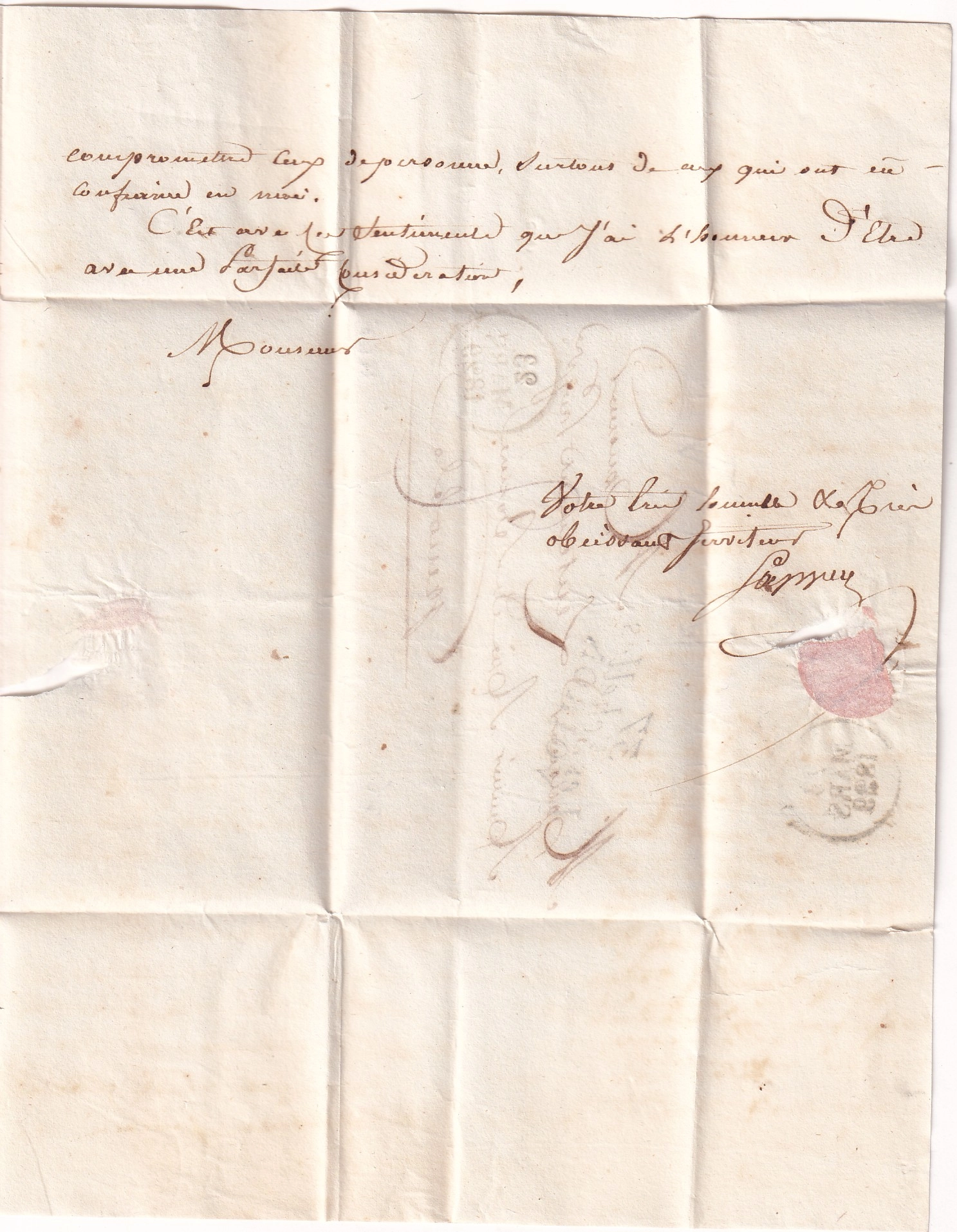 4 DOUBLE CURSIVE 37 LES ECHELLES VOIRON 1829 POUR GRENOBLE INDICE 20