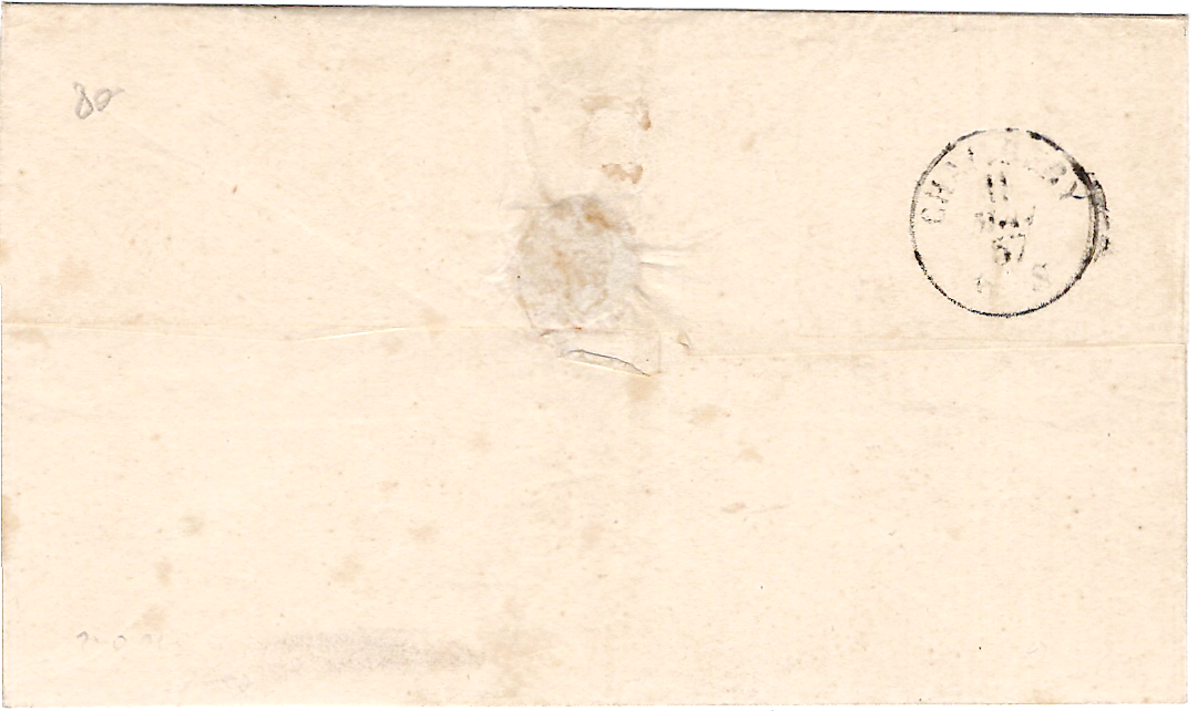 1 SARDE 20C LAITEUX LETTRE FAVERGES 1857 POUR CHAMBERY SIGNATURE MIRO A DIENA