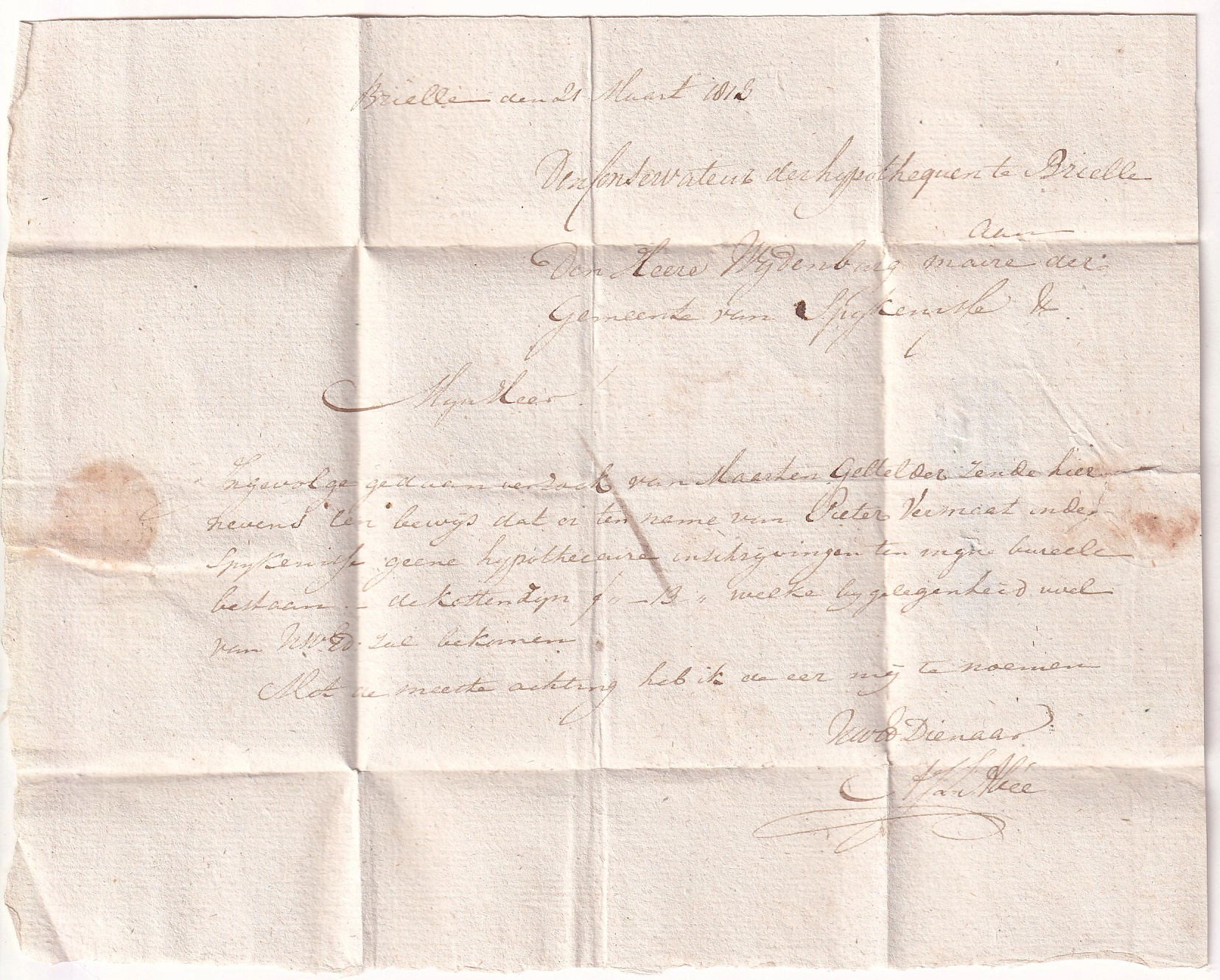 1 MARQUE CONQUIS 119 LA BRIELLE 1813 PAYS BAS NEDERLAND