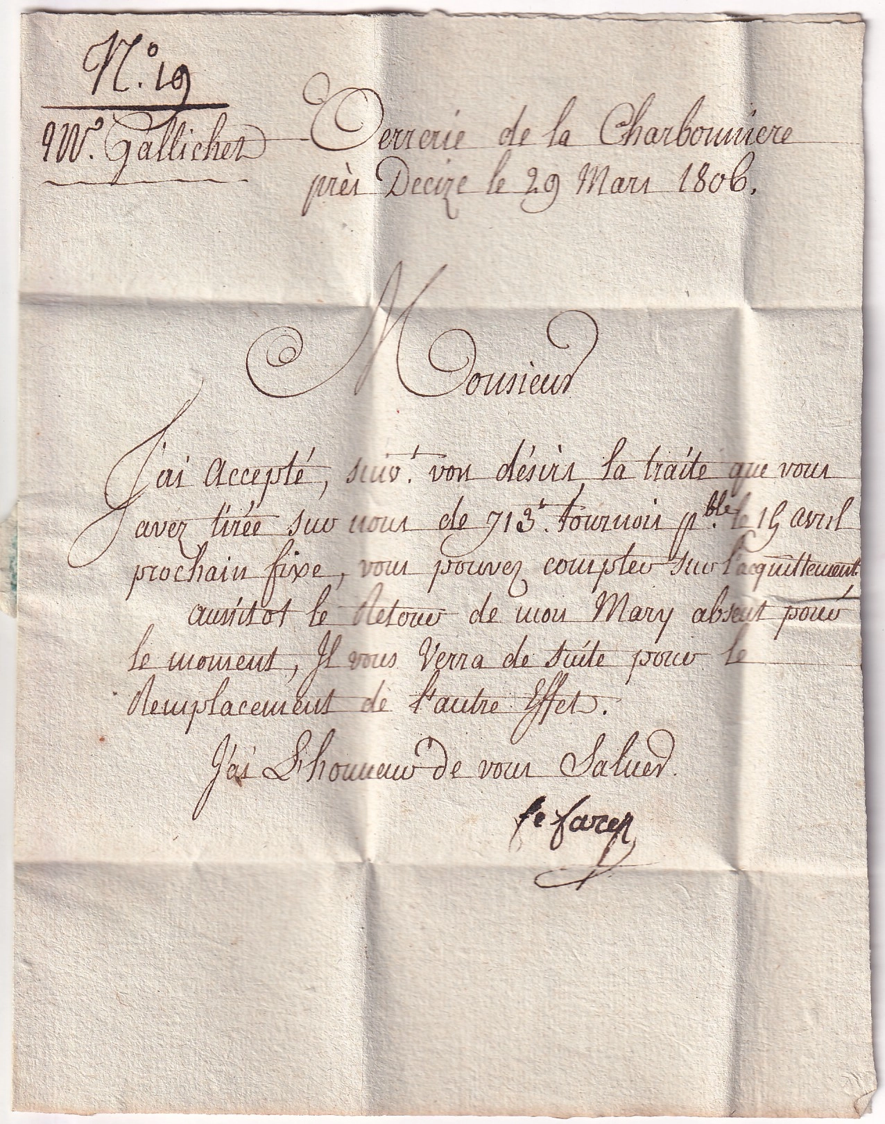 1 MARQUE 56 DECISE EN ROUGE DECIZE NIEVRE NON SIGNALEE EN ROUGE PAR POTHION 1806 POUR LA CHARBONNIERE