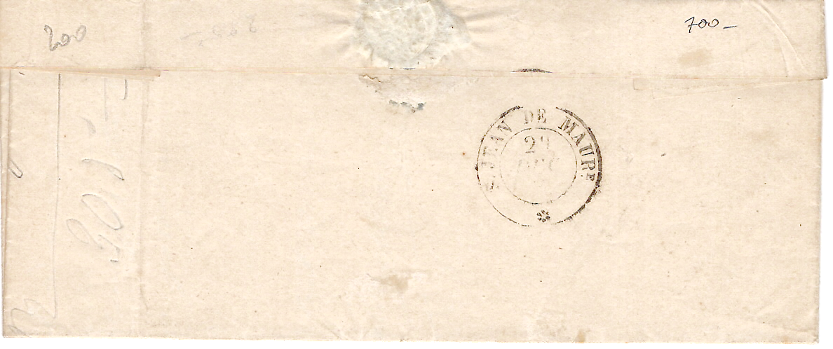 1 SARDE 20C  BELLES MARGES MONTMEILLAN 29 DEC 1858 LETTRE POUR ST JEAN SAVOIE