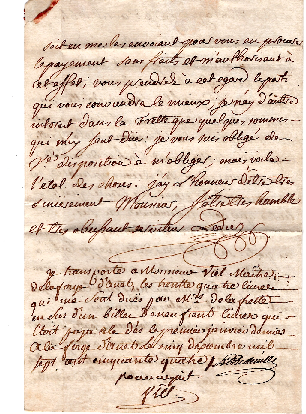 3 ORNE MARQUE MORTAGNE 1754 LETTRE POUR VERNOUX COTE 600€