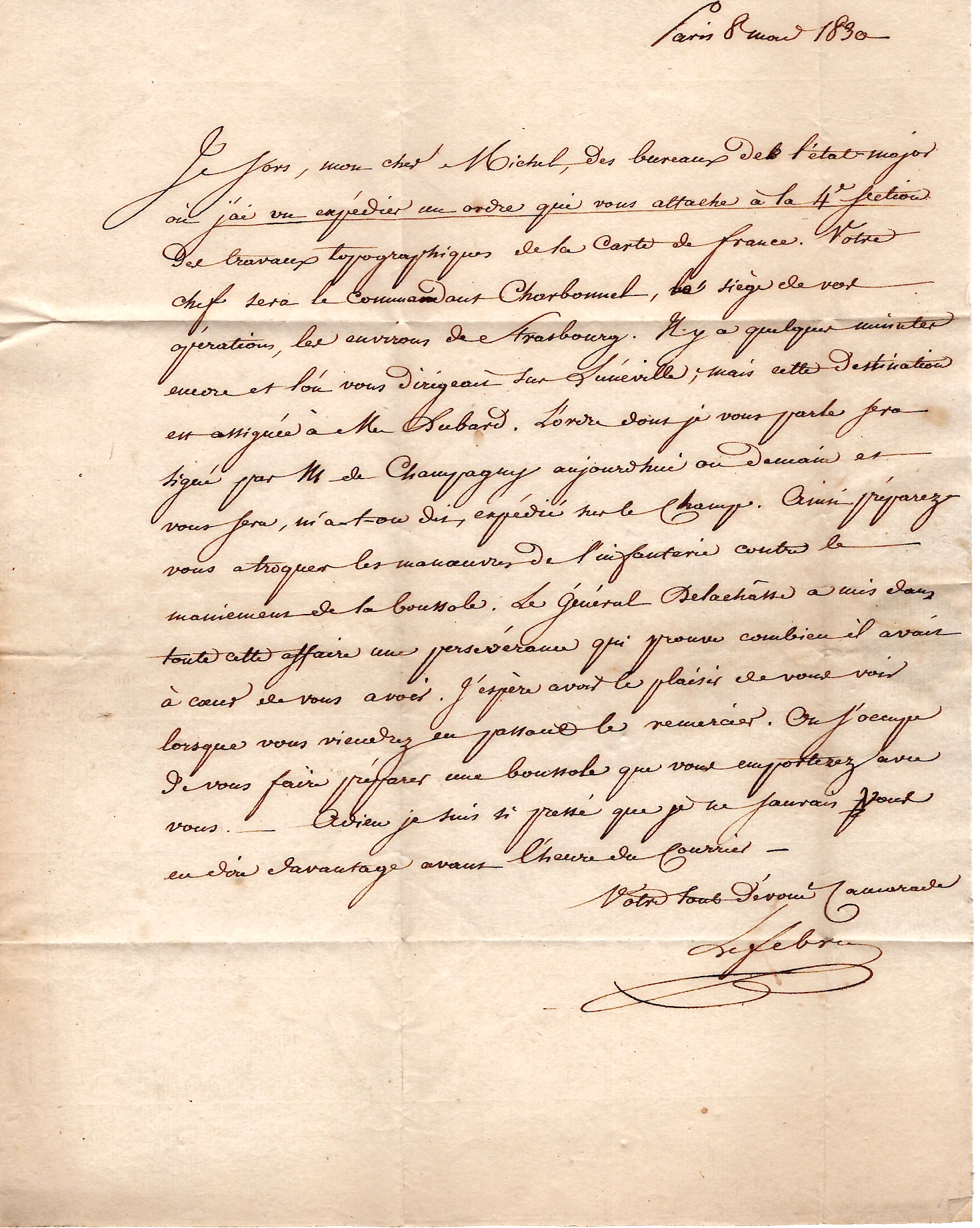 2 CHARENTE INFERIEURE DEB 16 LA ROCHELLE 1830 LETTRE DE PARIS POUR MILITAIRE A LA ROCHELLE