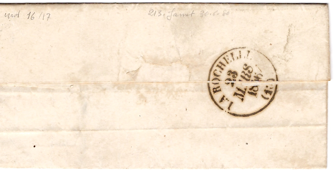 2 CHARENTE INFERIEURE CURSIVE 16 ST GEORGES D'OLERON 1846 LETTRE LA ROCHELLE COTE 240€