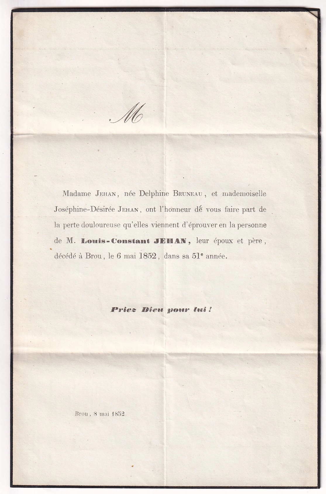 2 N°1 PC 546 BROU EURE ET LOIR 13 MAI 1852 POUR ORLEANS LOIRET