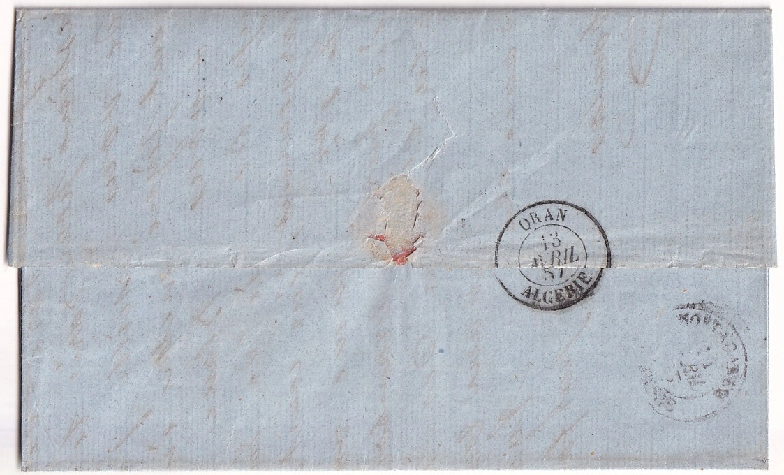 1 N°14 PC 3710 ALGER BOITE MOBILE ALGERIE RARE INDICE 23 POUR MOSTAGANEM