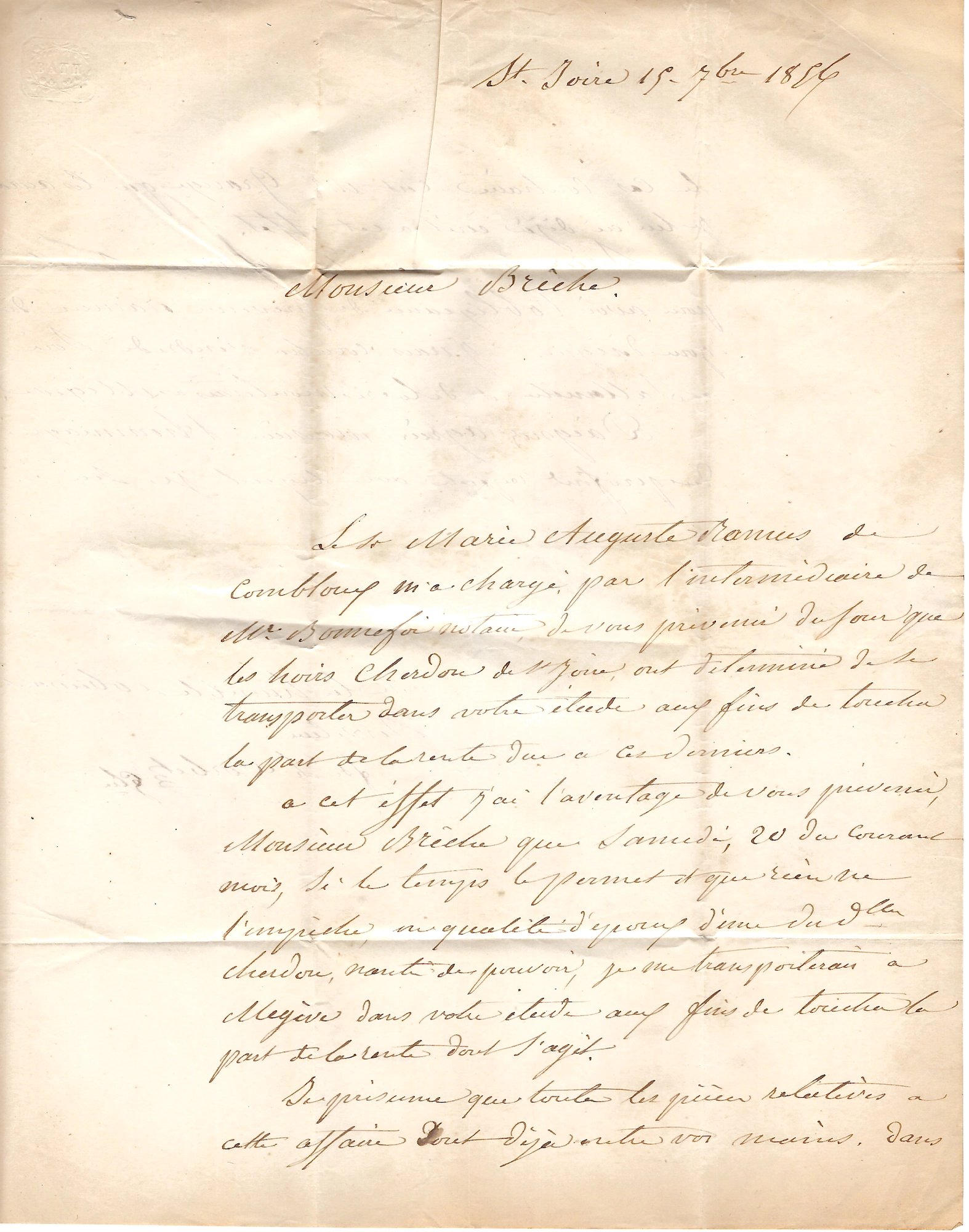 2 SARDE 20C BLEU LAITEUX ST JEOIRE BELLES MARGES 15 SEPT 1856 LETTRE POUR MEGEVE HAUTE SAVOIE