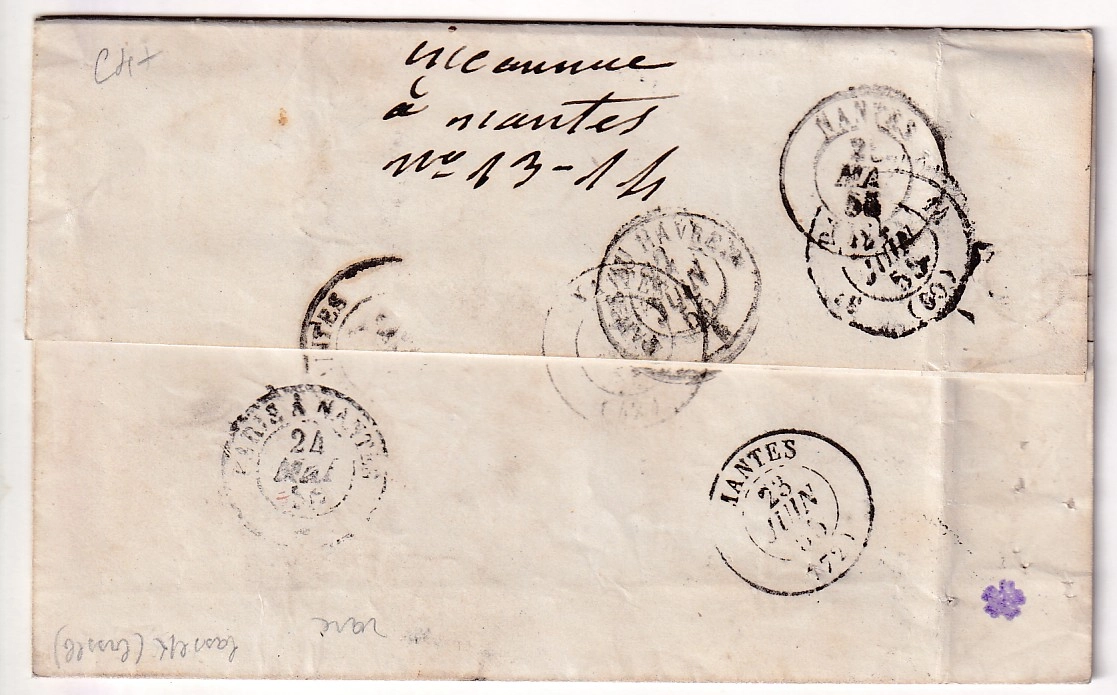 1 N°14 PARIS BUREAU B CAD INSPECTION ET RECLAMATIONS AU RECTO 1855