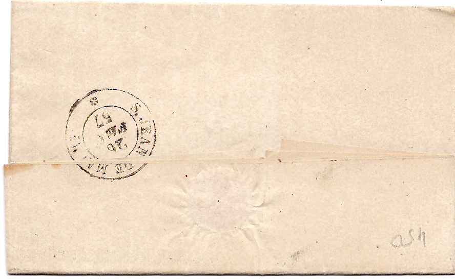 1 SARDE 20C LAITEUX BELLES MARGES LETTRE LA CHAMBRE 26 FEB 1857 D SUPERBE