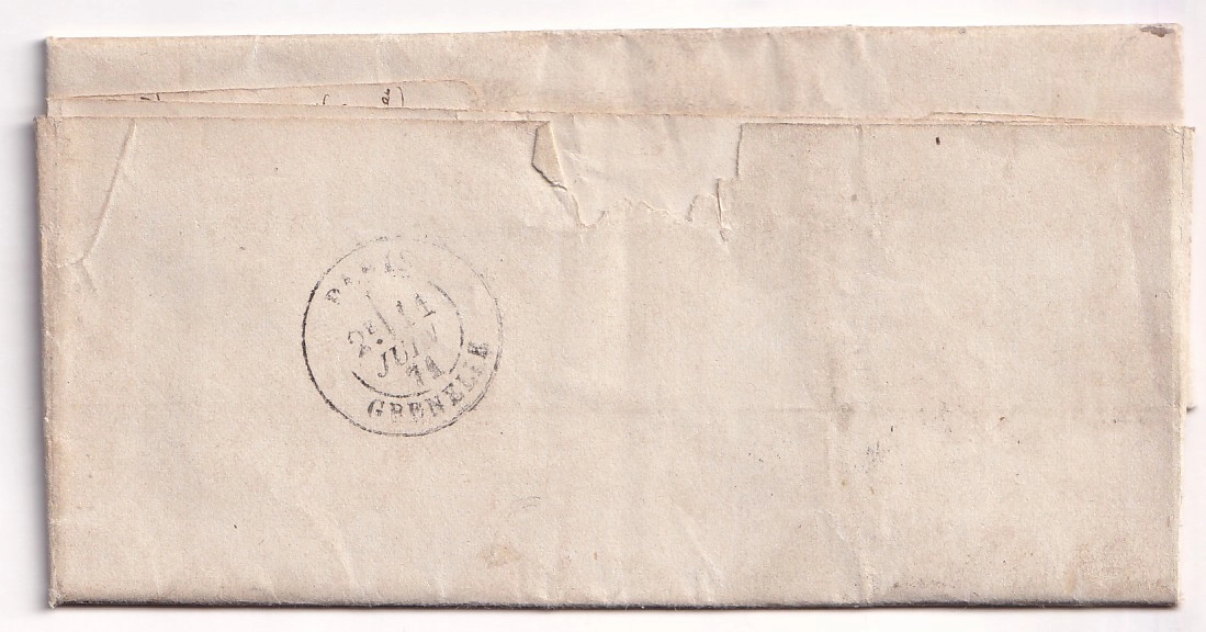 1 LETTRE D'UN DETENU AU FORT DE L' ILE MADAME CAD GARE DE ROCHEFORT CHARENTE INFERIEURE 17 JUIN 1871 POUR PARIS COMMUNE DE PARIS