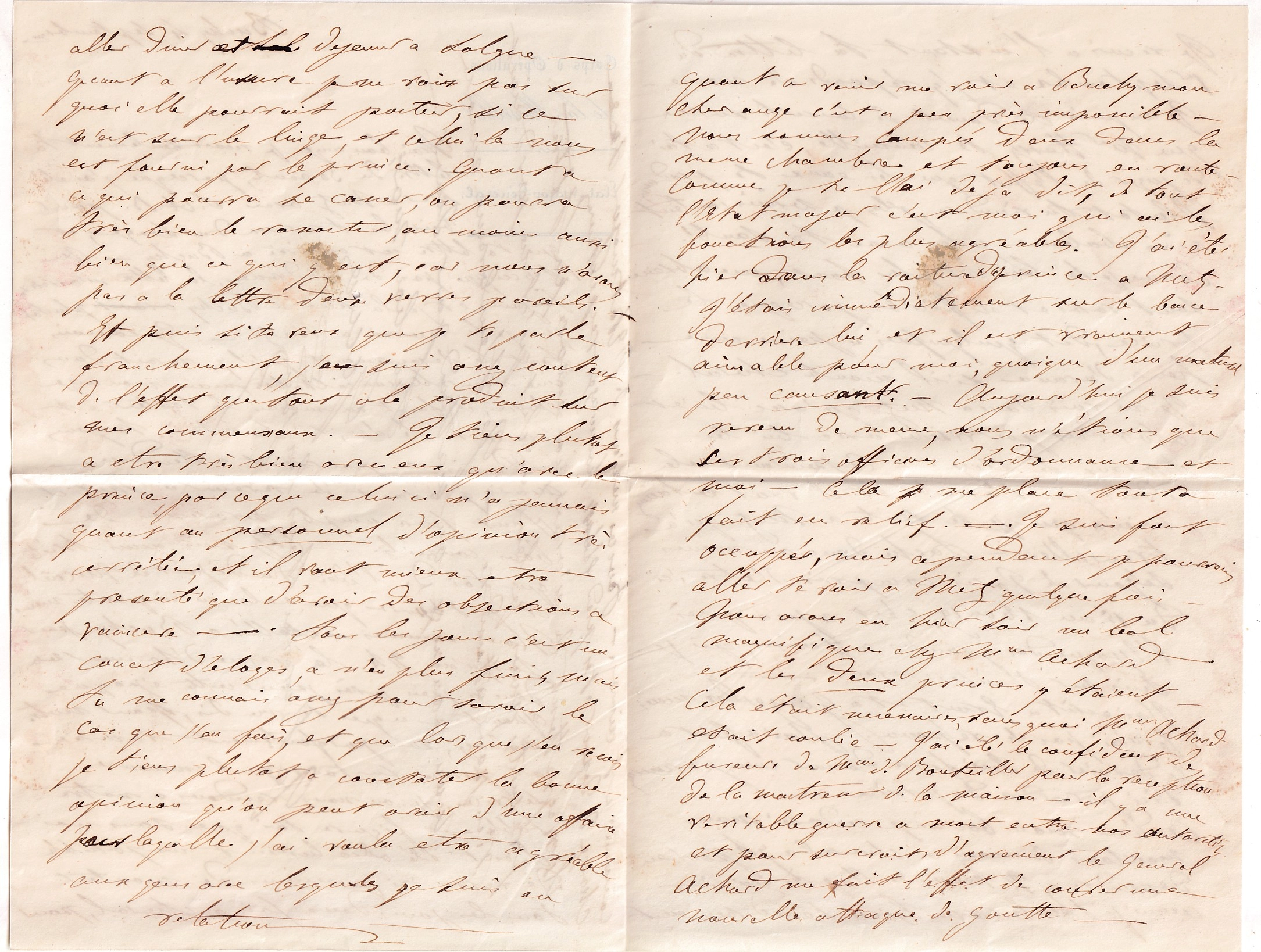 3 CAD TYPE 15 METZ MOSELLE 1844 + CAD CORPS OPERATION DE LA MOSELLE SUR LETTRE ENTETE ETAT MAJOR DE BUCHY PUR TROUVILLE MOSELLE