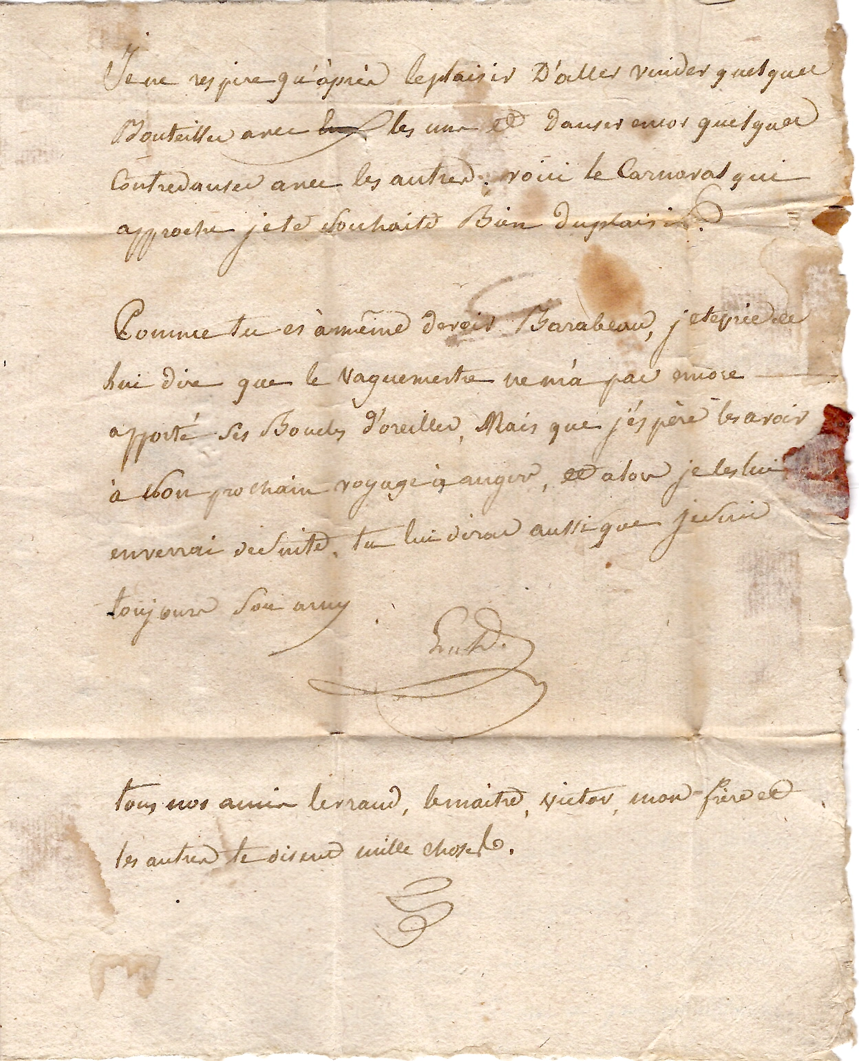 4 CHARENTE INFERIEURE MARQUE DEB. SOUBISE 1795 LETTRE FRAPPE FAIBLE COTE 2250€