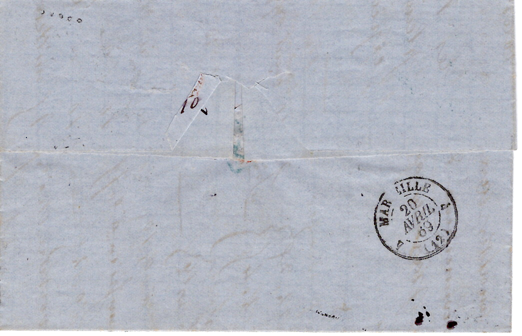 1 LAURE 20C GC 2240 CONVOYEUR STATION BANDOL D.MARS 1869 LETTRE VAR COTE 130€