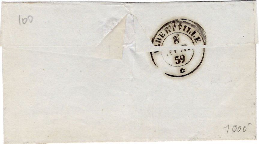 1 SARDE 20C LETTRE MOUTIERS 7 FEVR 1859 LETTRE POUR ALBERTVILLE SAVOIE