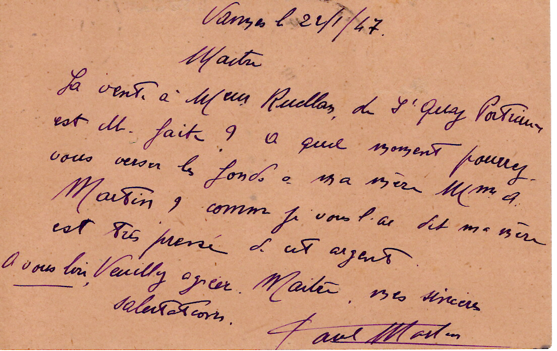 1 ENTIER 1FR20 SEMEUSE LIGNEE CARTE + DULAC CHAINE MAZELIN VANNES MORBIHAN 22.1.1947 AU TARIF