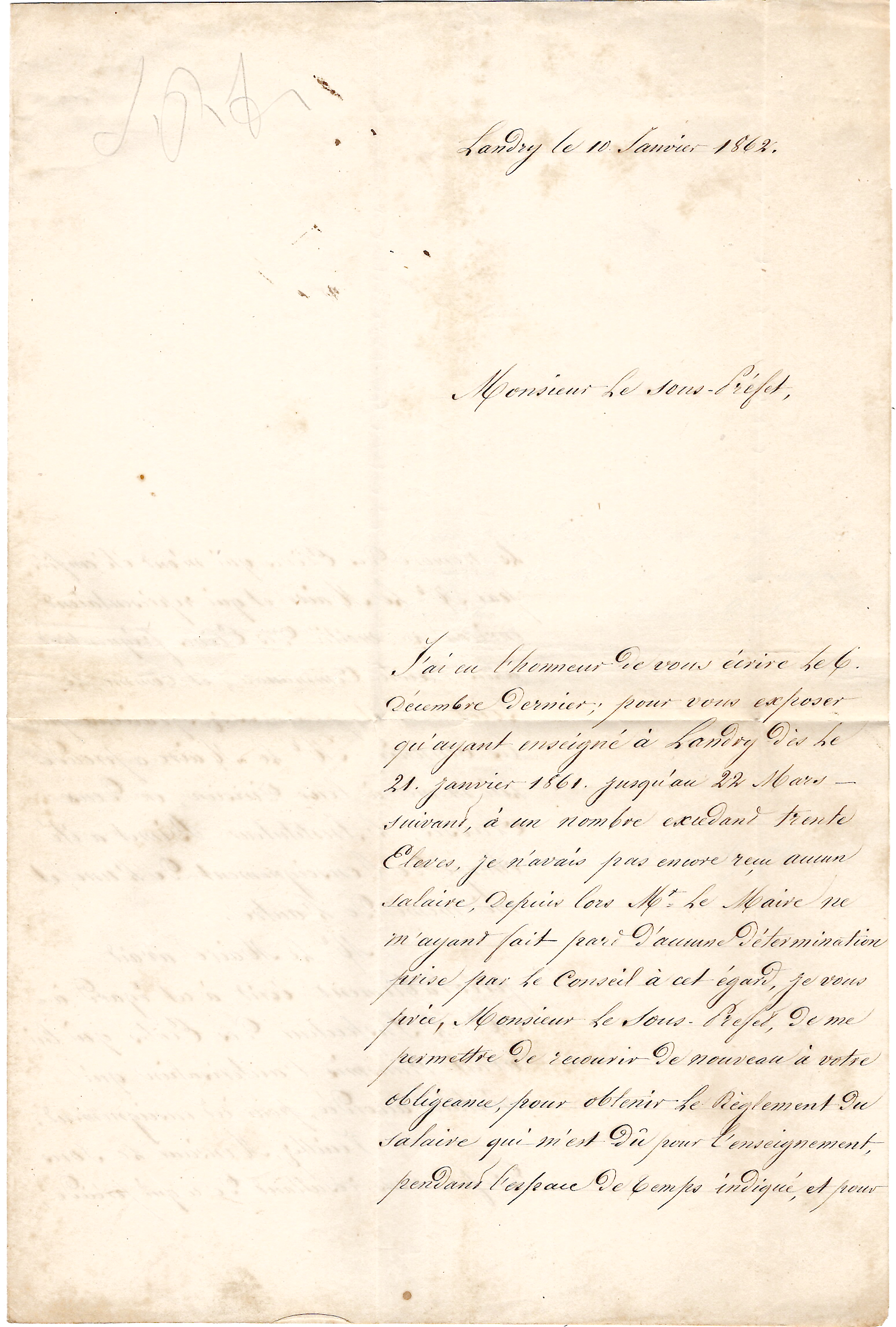 2 FRANCE N° 14 BELLES MARGES PC 4203 TYPE 15 BOURG ST MAURICE 10 JANV 1862 LETTRE LANDRY COTE 190€