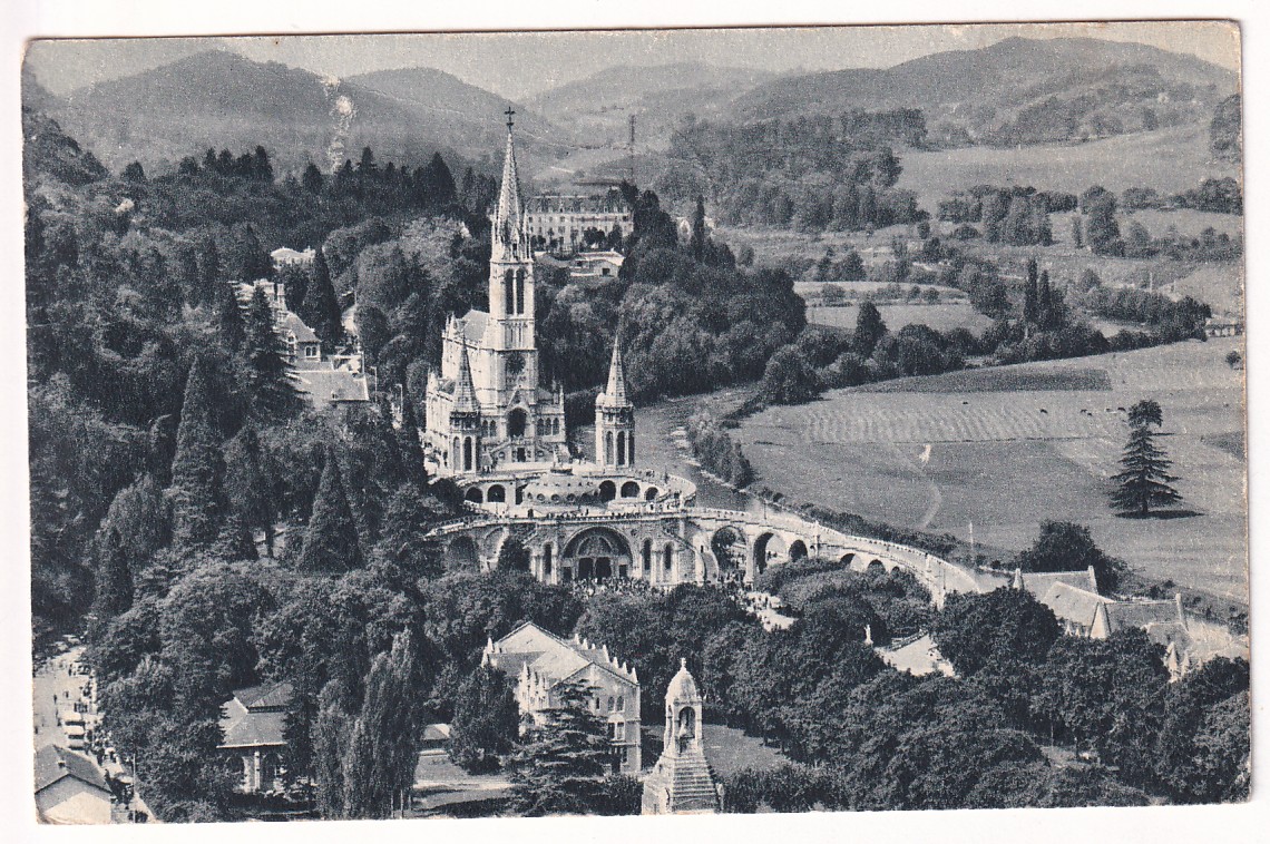 1 N°1009A ROULETTE LOURDES HAUTES PYRENEES 18.9.1955 SEUL SUR CARTE POSTALE 5 MOTS POUR LA BELGIQUE