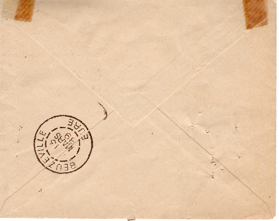 1 SAGE 15C LETTRE TIMBRE AYANT DEJA SERVI LE HAVRE LE PORT 1899 POUR EURE TAXE 30C