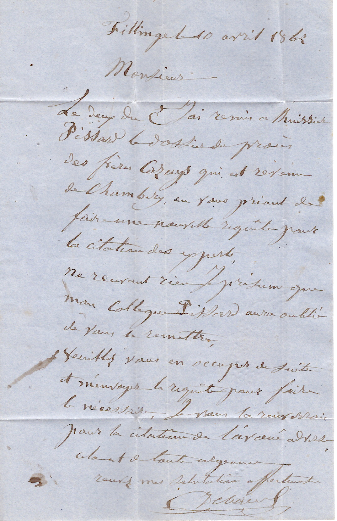 2 N° 14 PC 4228 TYPE 15 REIGNIER 1862 LETTRE + BOITE D FILLINGES