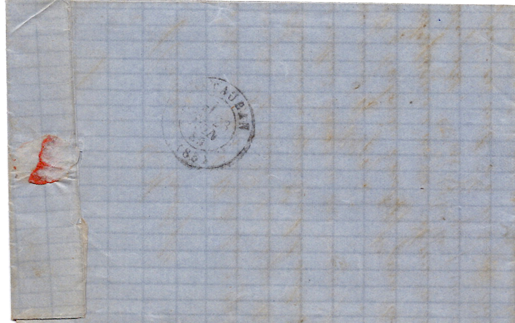 1 LAURE 20C LETTRE GC 4143 TYPE 22VERFEIL  S SEYE 23 JUIN 1869 (85) VENDEE COTE 240€