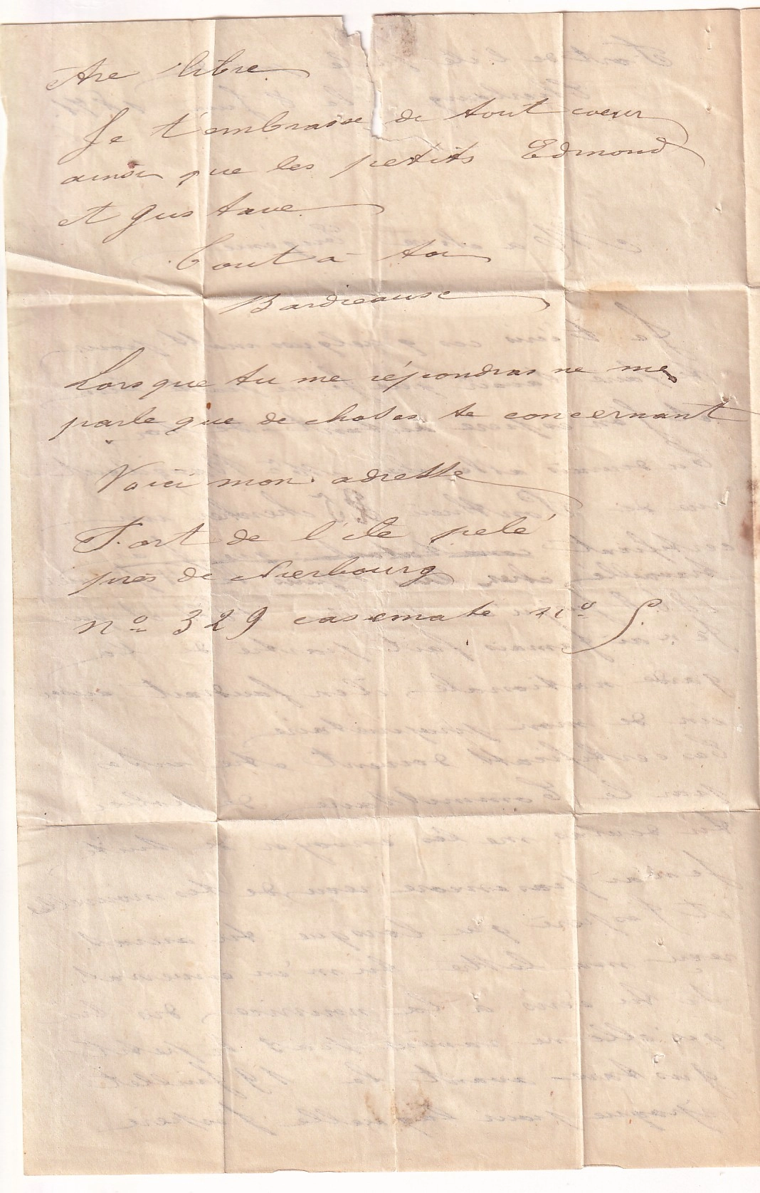 3 LETTRE D'UN DETENU AU FORT DE L'ILE PELEE CHERBOURG MANCHE DU 9 JUIN 1871 POUR PARIS TAXE 30 DT COMMUNE DE PARIS