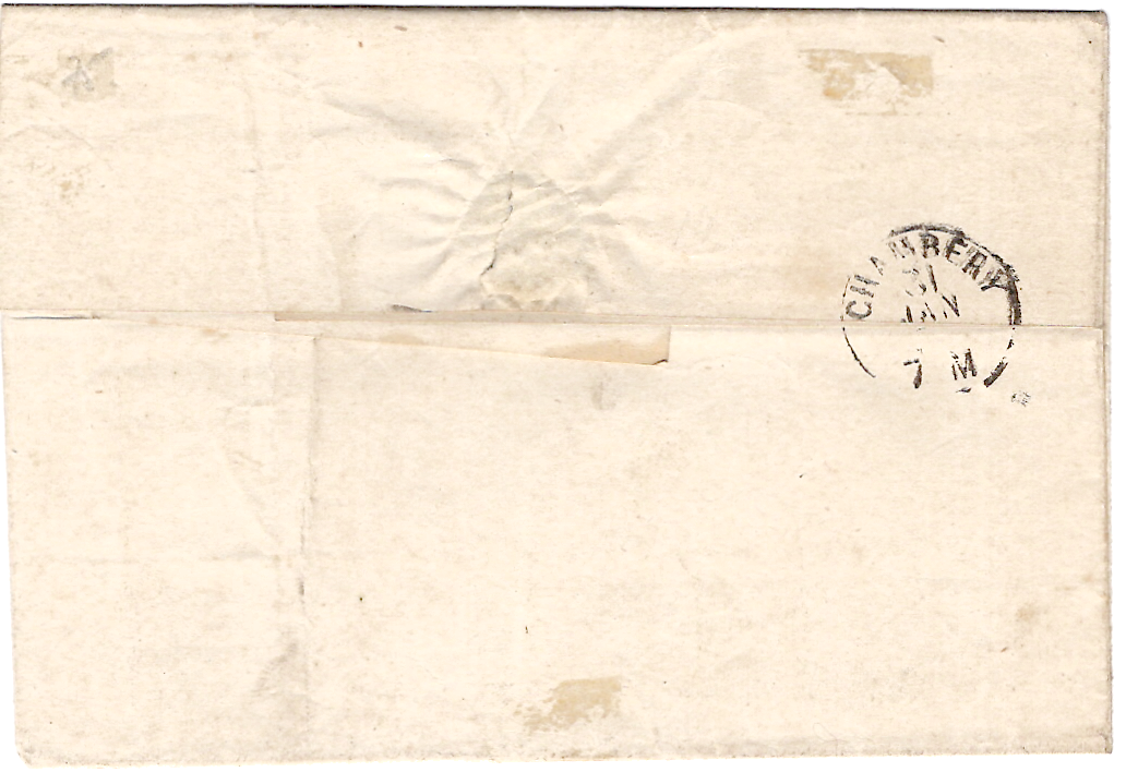 1 SARDE 20C LAITEUX BELLES MARGES LETTRE ANNECY 30 JANV 1856 POUR CHAMBERY