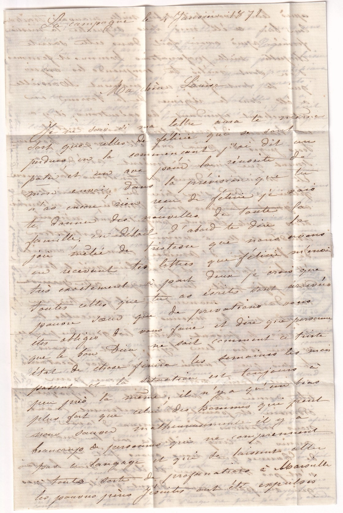 2 BOULE LE MOULINS N°32 + 45 G 720 CANNES ALPES MARITIMES 5 JANVIER 1871 POUR PARIS SANS CACHET ARRIVE