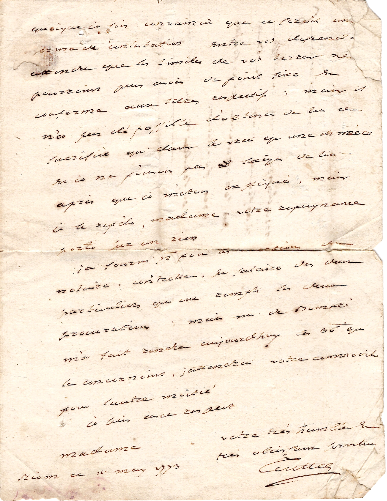 4 PUY DE DOME MARQUE RIOM 1773 LETTRE POUR FEUILLETIN COTE 420€
