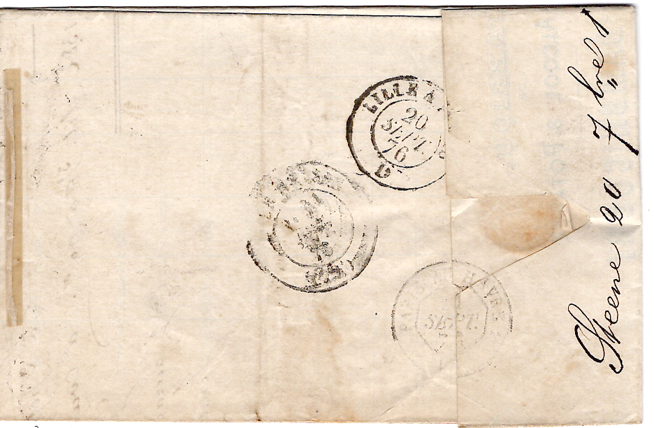 1 LAURE 20C GC SEDAN 12 MAI 1871 LETTRE POUR ARDENNES DOUBLE PORT LOCAL POUR CHEMERY