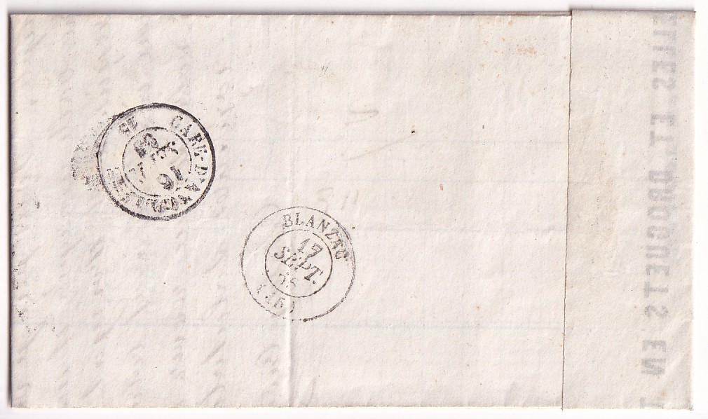 1 N°22 GC 2049 LIMOGES BOITE MOBILE HAUTE VIENNE 1866 POUR BLANZAC CHARENTE