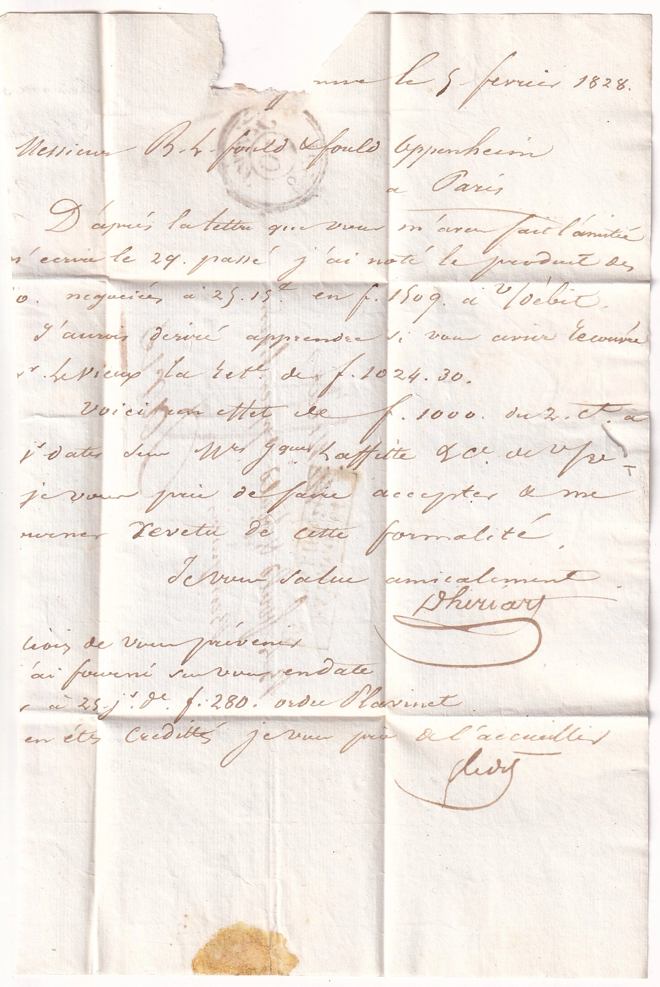 2 MARQUE ESSAI FEVRIER 1828 BAYONNE BASSES PYRENEES POUR PARIS