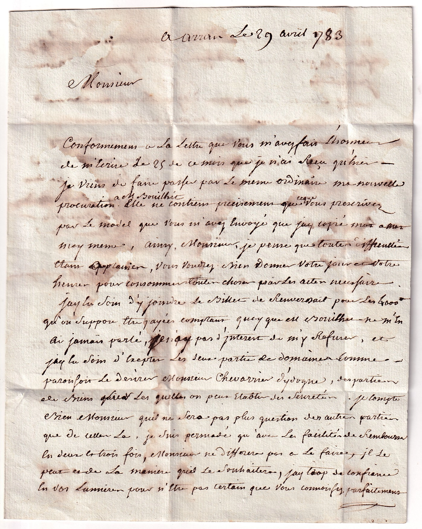 2 MARQUE PORT PAYE ORNE ARRAS PAS DE CALAIS 1783 LENAIN N°15 INDICE 26 POUR PARIS