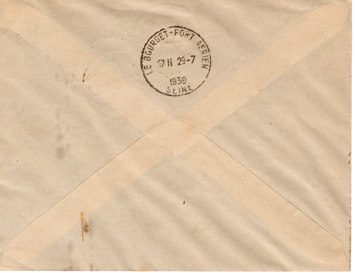 1 90C REVOLUTION LETTRE AVION BOULOGNE S MER PAS DE CALAIS 29.7.39 POUR AIR BLEU VANIER SIGNATURE PILOTE