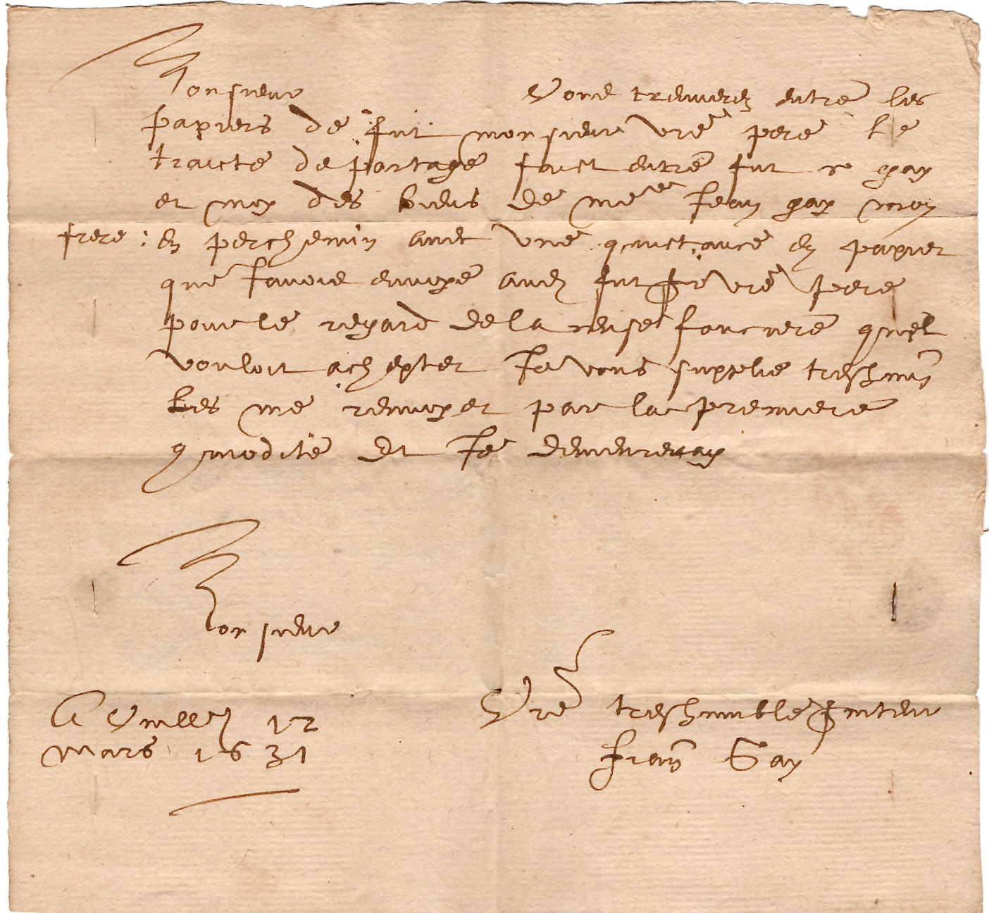 1 LETTRE 1631 POUR BESANCON DOUBS