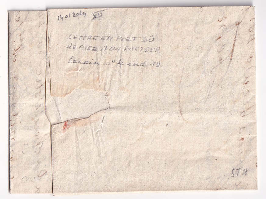 1 PETITE POSTE DE LYON REMISE AU FACTEUR ACHEMINEE DE ST GALL SUISSE 1796