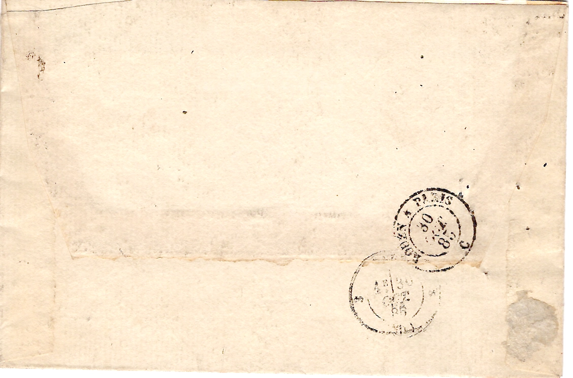 1 SAGE 25C BISTRE +15C LETTRE REC TYPE 15 CHARGEMENTS ROUEN 29 OCT 1880