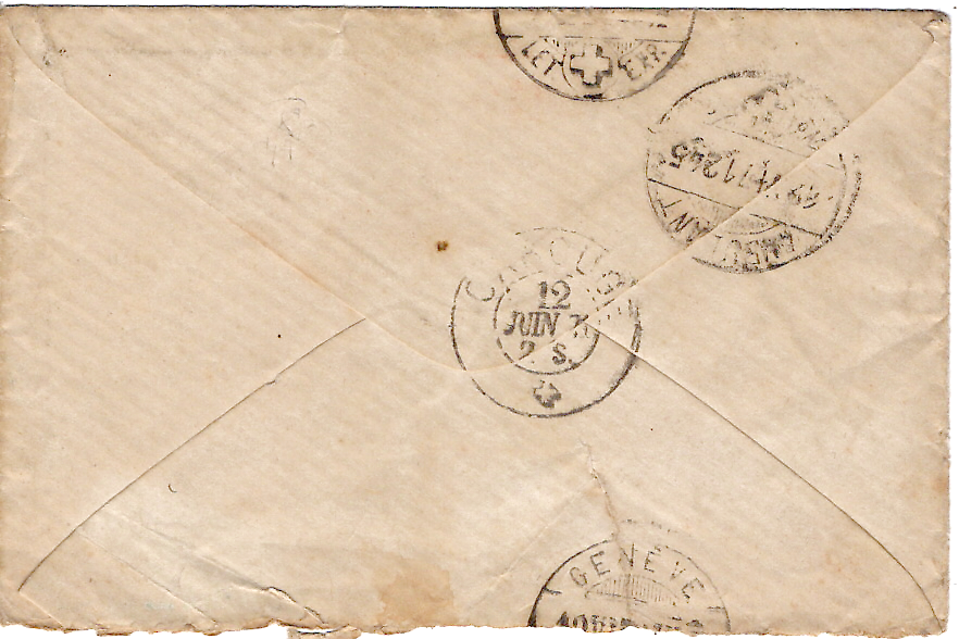 1 SIEGE 10C+20C LETTRE ETOILE ETOILE 25 PARIS R SERPENT 10 JUIN 1871 POUR GENEVE