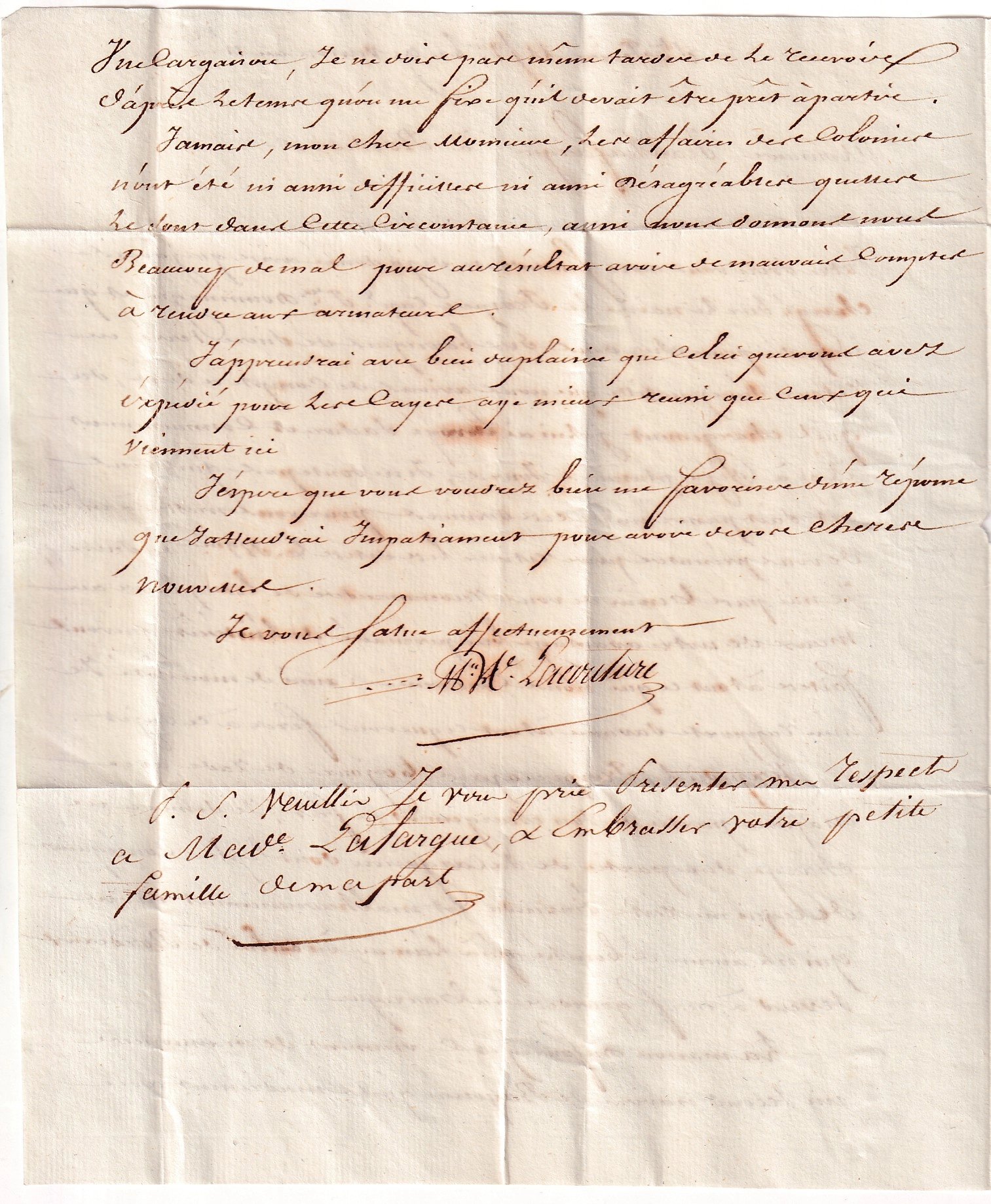 2 MARQUE POSTE MARITIME BORDEAUX 1811 TEXTE DE ST PIERRE MARTINIQUE POUR BORDEAUX