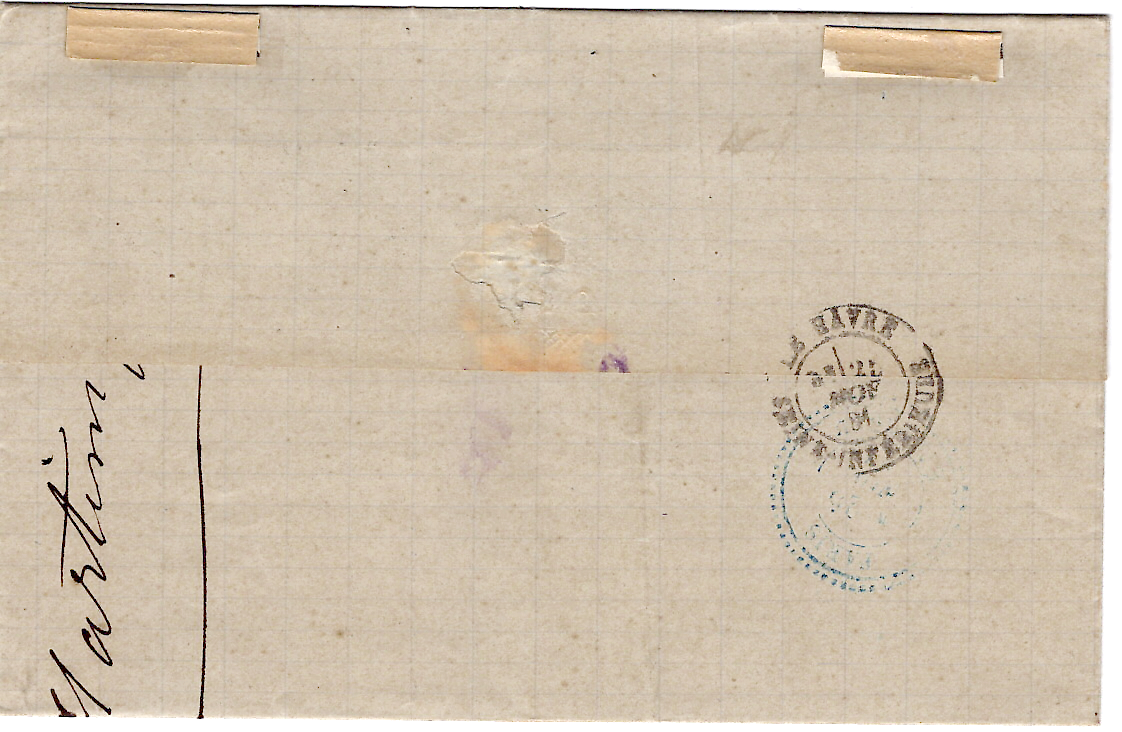 1 ALPHEE DUBOIS 25C BISTRE SEUL LETTRE MARTINIQUE ST PIERRE 6 NOV 1881 + COL FR