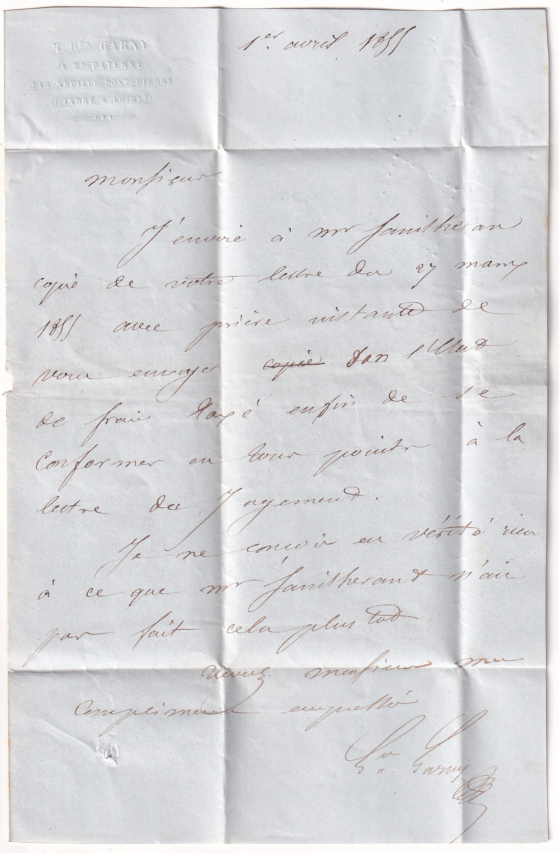 2 N°14 CURSIVE 36 ST CHRISTOPHE SUR LE NAIS INDRE ET LOIRE BOITE RURALE A ST PATERNE RACAN POUR MURAT CANTAL